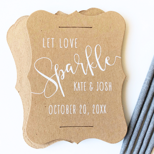 White Ink Print, Specialty Cut Sparkler Tags, Sets of 24