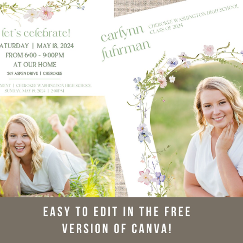Wildflower Graduation Invitations- Sets of 24, 5x7 Graduation Announcements