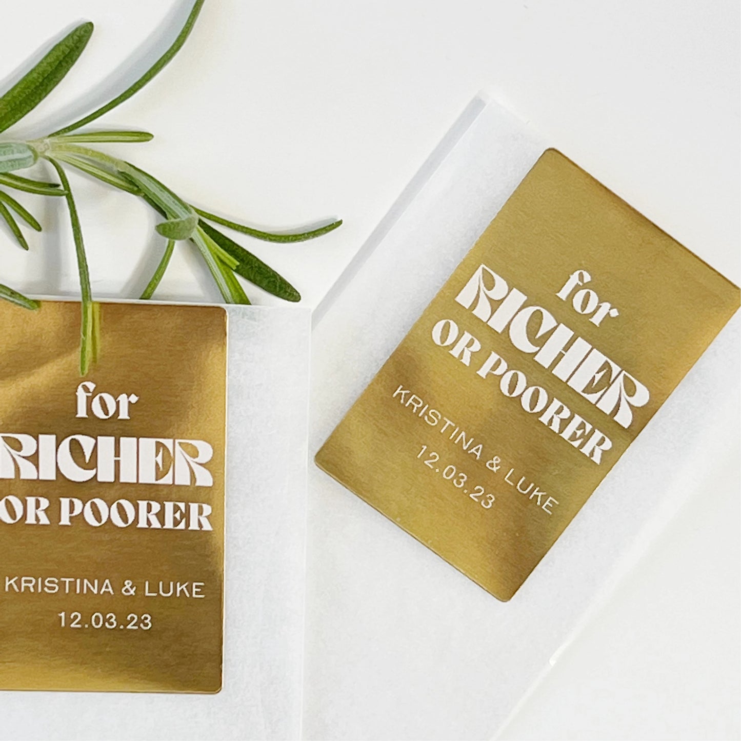 Lottery Ticket Favor Envelopes & Seals, Gold Foil with White Ink Print- Sets of 18