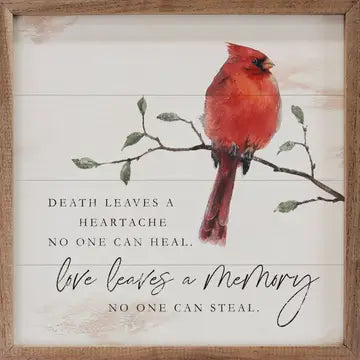 Memorial Gift Wooden Sign, 12x12 Love Leaves a memory sign