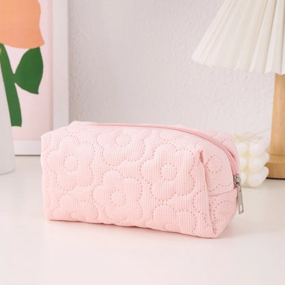Floral Stitched Cosmetic Bags - Baby Pink