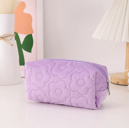 Floral Stitched Cosmetic Bags - Lavender