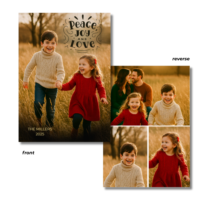 Peace Joy & Love Greeting Cards