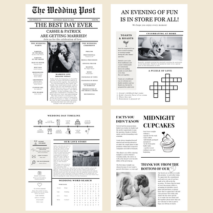 Wedding Newspaper Programs, Sets of 25