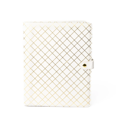 Gold Grid White Leather/Gold Foil Folio