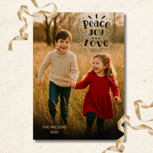 Peace Joy & Love Greeting Cards