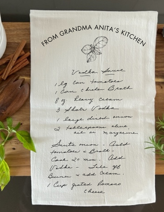 Handwritten Recipe Tea Towel