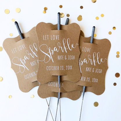 White Ink Print, Specialty Cut Sparkler Tags, Sets of 24