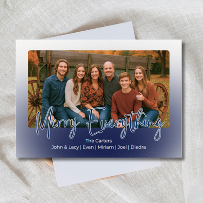 Merry Everything in Blue Greeting Cards